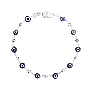 925 Silver Evil Eye Bracelet 7in long 6MM sterling sliver