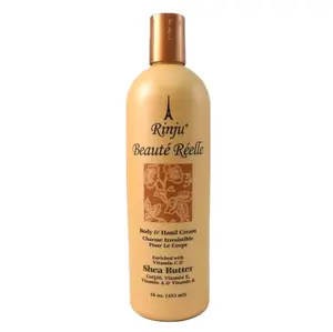 Rinju Beaute Reelle Hand and Body Lotion with Shea Butter 16oz Enriched with Vitamin C E and A for Soft Skin
