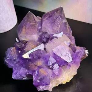 Natural Amethyst Large Cluster r - Natural Amethyst Cluster with Variegated Purple Color and Crystalline Texture