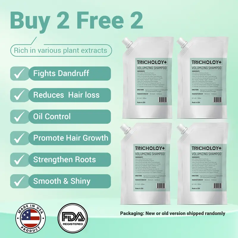 [Buy 2 Get 2 Free] Tricholoy+ Anti-Hair Fall & Less Shedding & Volumizing Shampoo | Biotin, Arginine & Oleanolic Acid | Strengthens Roots | Promotes Hair Growth | Oil Control & Scalp Nourishment | 300ML