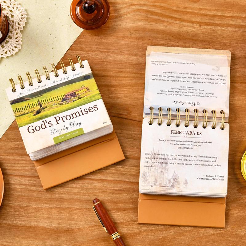 Motivational Calendar - Daily Bible Quote Calendar, 5.3" x 4.85", Undated Flip Calendar for Desk, Bible Verse Calendar, Perpetual Desk Calendar, Christian Desk Decor with Retro Thick Paper, Hardbound