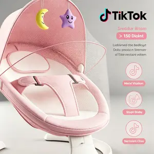 5-speed adjustable baby electric swing, portable anti-recline newborn rocking chair