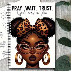 Girl Pattern Planner Notebook, 1 Count Self-motivation Notepad, Suitable for Gifting to Friends, Family, Loved Ones, Or Yourself, Daily Devotional Journal