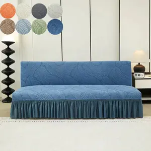 All-Season Universal Large Leaf Pattern Ruffled Edge Full-Cover Stretch Sofa Cover, 8 Colors Available, Universal Dustproof Cover, Scratch-Resistant, Wear-Resistant and Easy to Clean, Fits Various Sofas to Create a Cozy Home Atmosphere