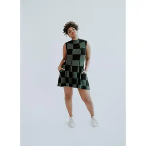 Mckell Dress - Green/Black Checkered