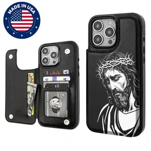 （Deals For You）Jesus Bible Alternative Mechs Aesthetic Design Pattern Casing For iphone 16 15 14 13 12 Plus Pro Max Flaunt Mobile Phone Case TPU Pu Leather Card Holder Drop Protection Shockproof Protector Vintage unique Fashion Trend Anti-scratch Stylis