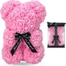 Handmade Preserved Flower Teddy Bear (4/7 in) - Luxury Satin Transparent Scratch-Resist Gift Box Included, Decorative Mint/Pink Options, Unique Memory Gift, Ideal for Anniversary Occasions