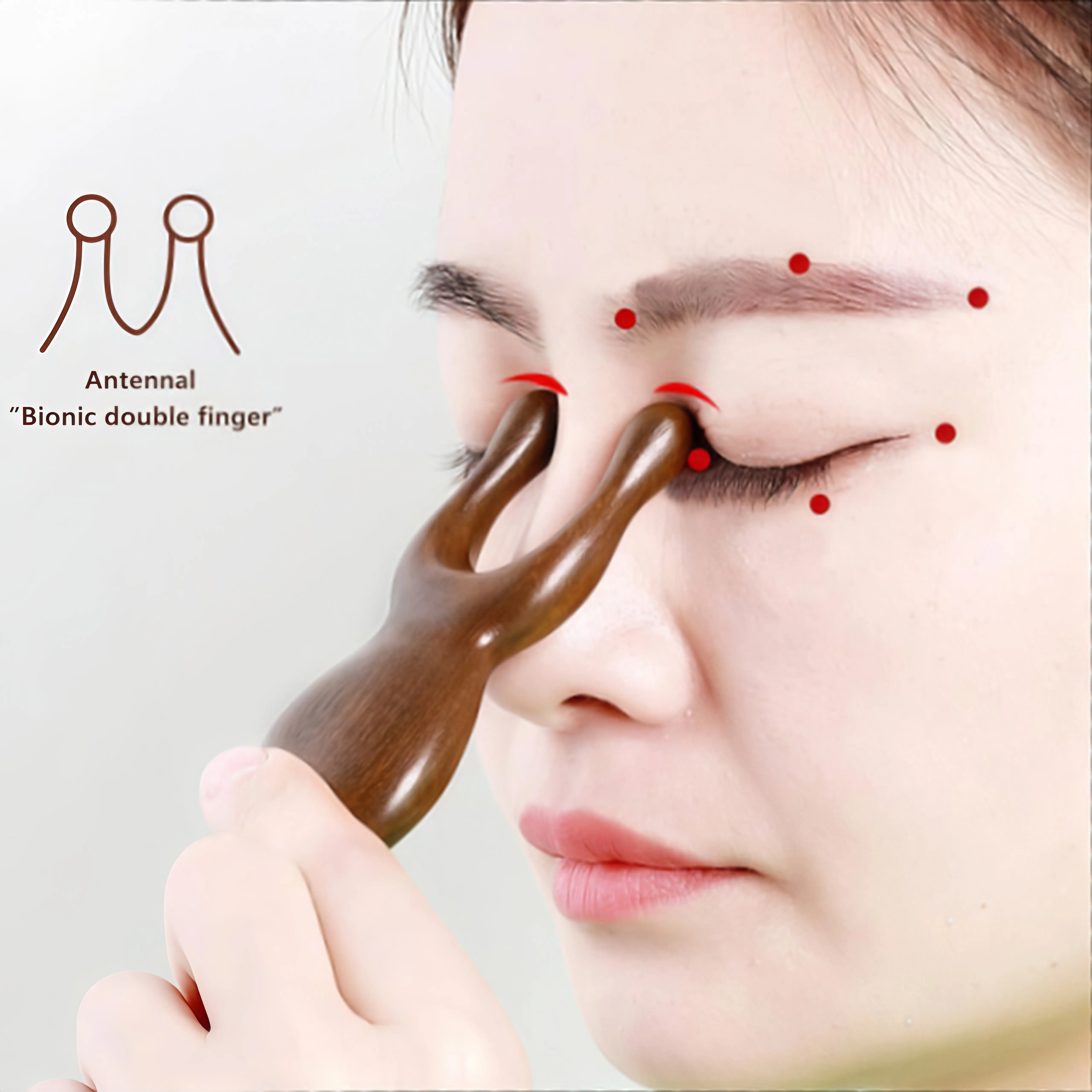Nose Eyes Face Massager,Nose Eyes Facial Wood Manual Gua Sha Tool,Eye Facial Massager, Multifunctional Handheld Meridians Acupoint Massage Tool,1 Pieces
