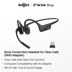 OpenComm2 UC 2025 Upgrade - Open-Ear Wireless Computer Headset with Boom Mic, Bone Conduction Bluetooth Stereo Headphones, USB-A/C Dongle Compatible with PC and Mac, Zoom Certified - C120UC