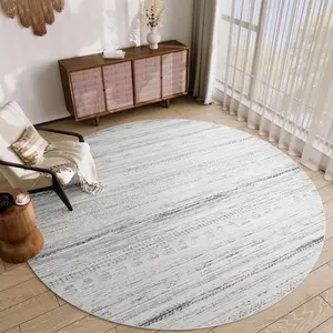 Round Rugs for Living Room Washable Rugs Boho Moroccan Area Rug Soft Neutral Geometric Bohemian Carpet Distressed Indoor Rug for Bedroom Dining Room Office Foldable Nonslip Rug Gray