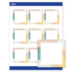 Avery Printable Square Business Cards, 2.5" x 2.5", Matte White, Pre-printed Color Block/Metallic Gold Veins Design, Sure Feed Technology, Laser & Inkjet Compatible, 180 Total