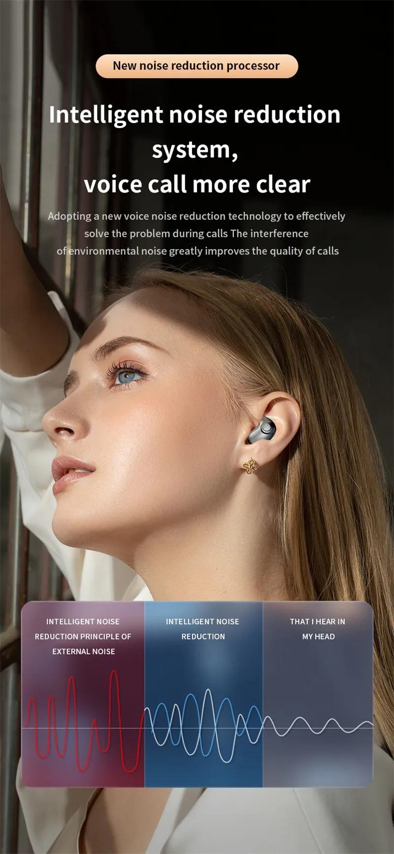 Invisible Earbuds Sleep Headphones Bluetooth 5.3 Noise Reduction Earbuds  Wireless Headsets Sport Stereo Earphones for Phone