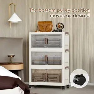 47cm*25cm Plastic Storage Box, plastic storage bins, 2-6 Layers, Lidded, Mobile with Wheels, Durable, Ideal for Bedroom Clothes, Living Room Clutter, Snacks