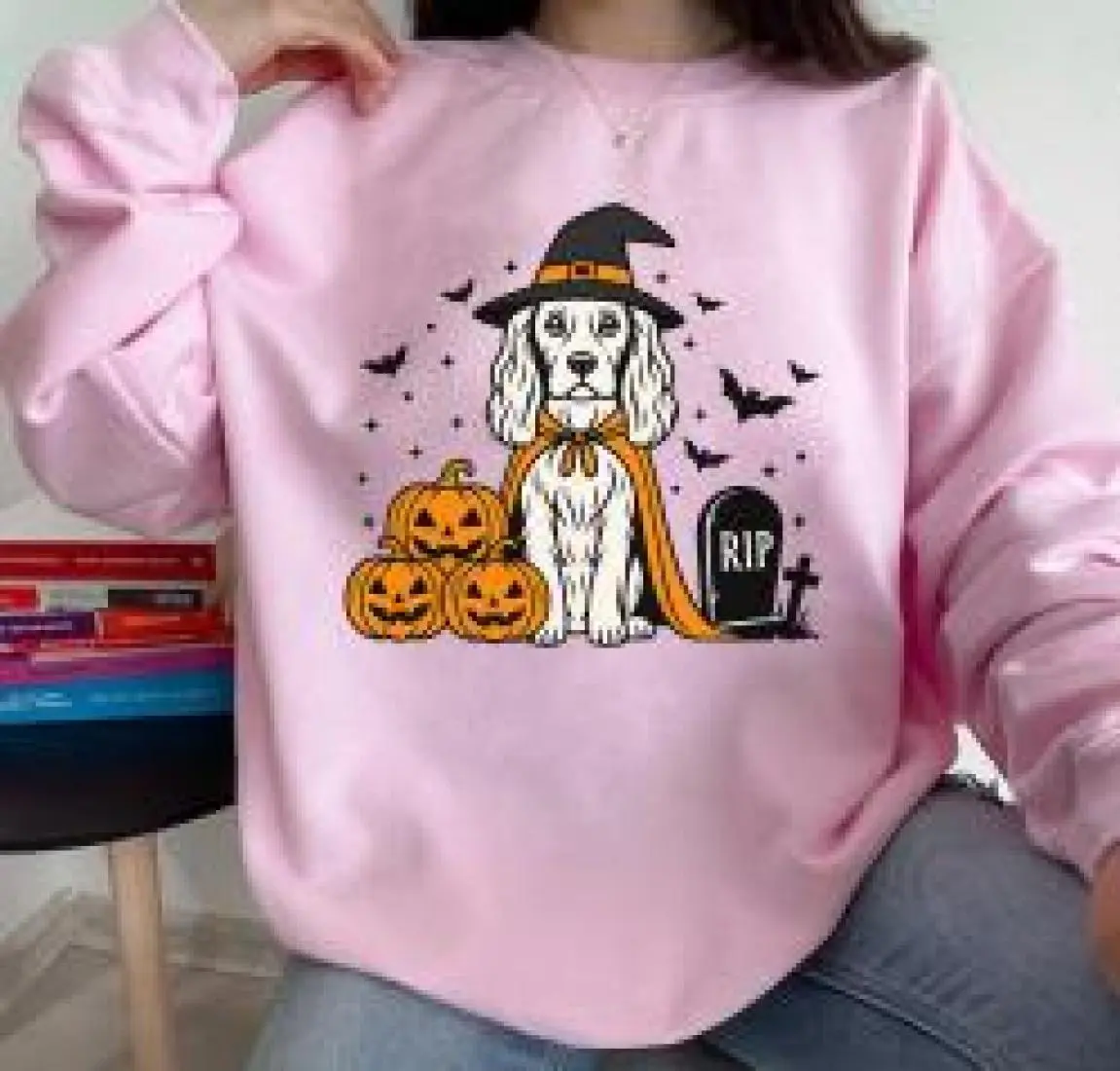 Cocker Spaniel Dog Halloween Shirt, Spooky Whippet Witch Shirt, Pumpkin Cocker Spaniel Dog, Halloween Dog Lover Gift, No-Fade