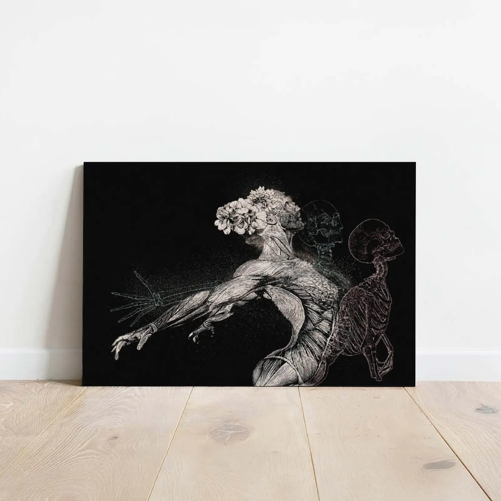 Aesthetic Dark Gothic Canvas Wall Art Surreal Flower Graphic Poster Print Classic Vintage Medical Science Canvas Painting Unique Picture Modern Home Office Gaming Room Wall Decor