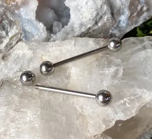 PAIR Nipple Barbells Tongue Rings 14g 316L Surgical Steel - choose your length