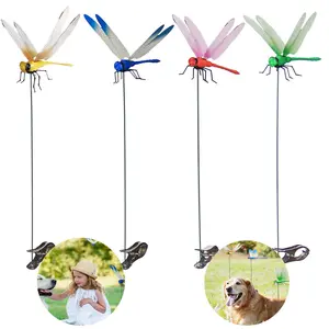 Outdoor Fake Dragonfly Rod Clip,3D Artificial Dragonfly Hat Clips,Outdoor Garden Decor April Fool's Day gifts, prank toys