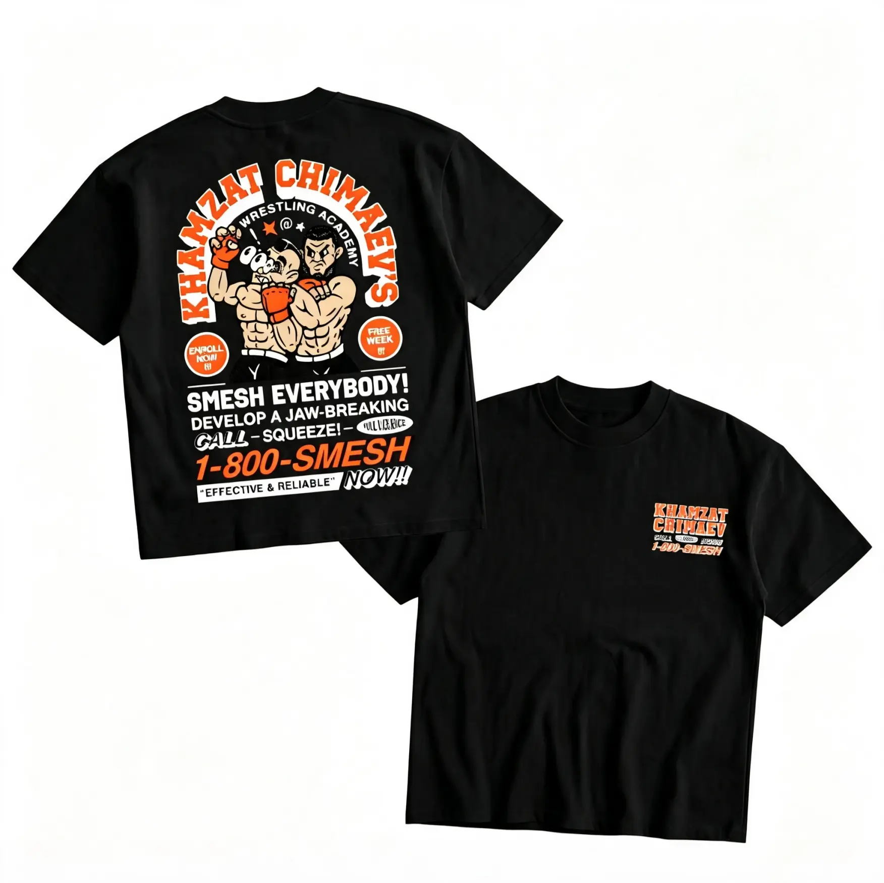 Khamzat Chimaev Smesh Everybody T-Shirt UFC Khamzat Borz Chimaev Tee Ultimate Fighting Championship Graphic Tee for UFC & Sports Fans Short Sleeve Crew Neck Retro Soft Cotton MMA Shirt Perfect Gift for UFC Fans MMA Fans American Made Fightwear