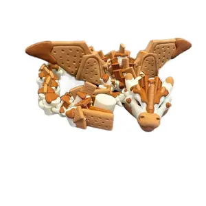 Extra Large 3d Printed Smores Milk Chocolate Dragon with Unique Design Featuring Graham Crackers and Marshmallows Unique Dessert Creation