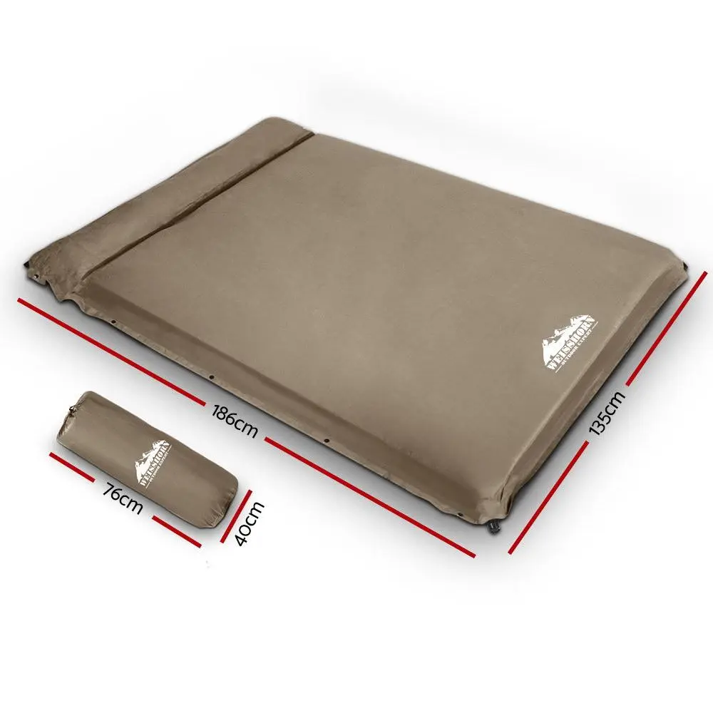 Weisshorn Double Self-Inflating Mattress 10CM Camping Sleeping Mat Air Double Waterproof Durable 186x135x10cm with Carry Bag