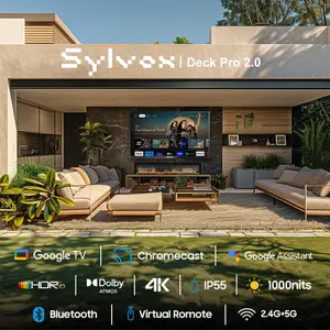 SYLVOX Outdoor TV, 43/55/65/75 inch Waterproof Smart TV, 4K Television, HDR 10, Weatherproof,1000nits, Voice Assistant Remote, for Partial Sun Area(Deck Pro 2.0, Latest Model)