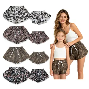 Unisex Mama & Mini Camo Shorts - Hunting Camo Style Athleisure Sports Shorts with Sporty Elastic Waistband for Yoga, Hunting Activities