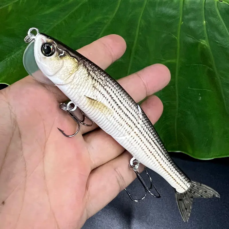 3D Lifelike Black White Minnow Fishing Lure, Jointed Segment Bass Lure, Fishing Accessories For Outdoor Fishing