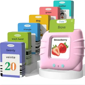 KIDGENIUS Bilingual Flash Card Machine, Screen-Free Montessori Educational Toy, 112 English-Spanish Flash Cards for Toddlers 2-6, Montessori Flash Cards