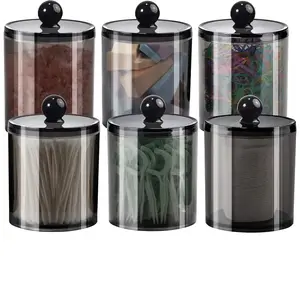 6 Pack of 12 Oz. Qtip Dispenser Apothecary Jars Bathroom with Labels
