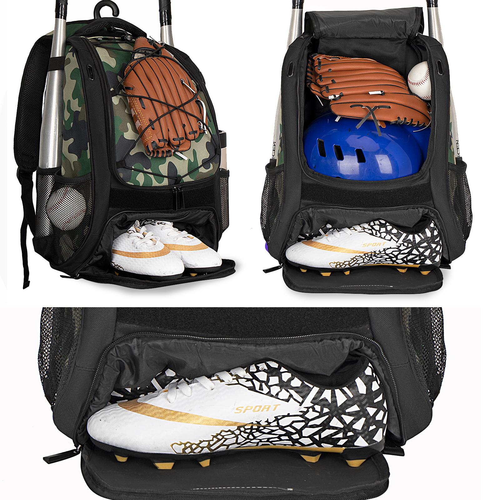 WOLT Baseball Bag Softball Backpack with Fence Hook & Shoe Compartment, Durable Tball Equipment Gear Bag for Youth & Adults, Fits Helmet Bat Gloves WOLT Baseball Bag Softball Backpack with Fence Hook & Shoe Compartment, Durable Tball Equipment Gear Bag for Youth & Adults, Fits Helmet Bat Gloves
