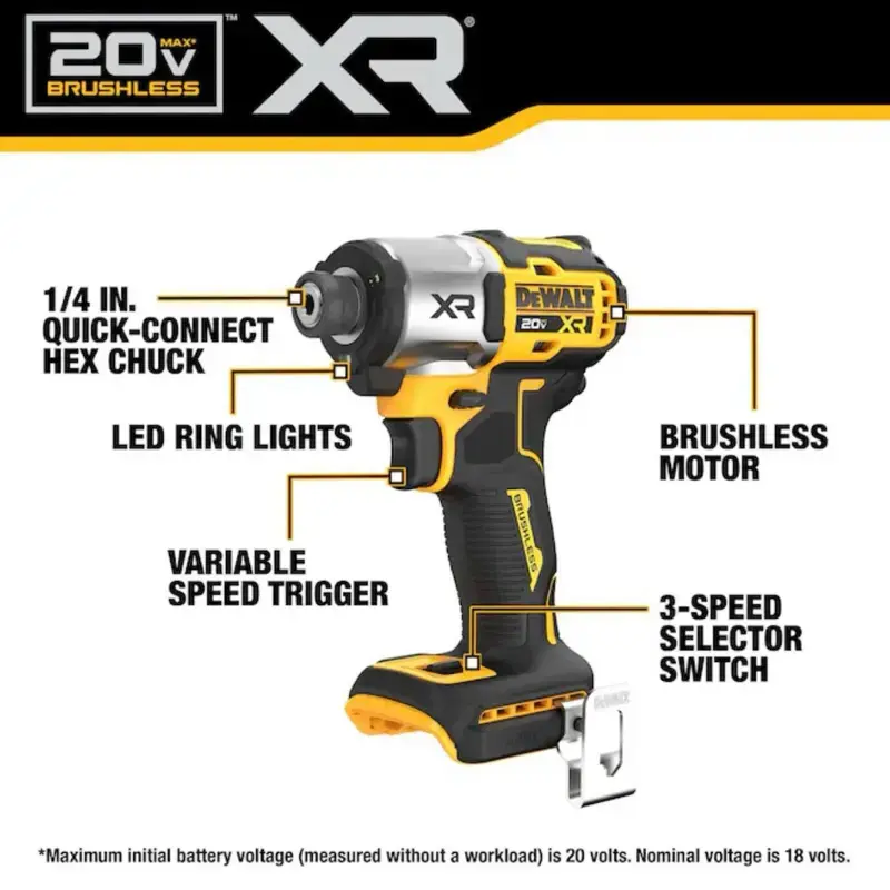 DEWALT 20-Volt XR Brushless Drill Driver & Impact Driver Kit, 1/4 Inch Hex, 3 Speed Modes, 1825 in./lbs Torque, LED for Dark Workspaces