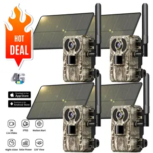 4G LTE Solar Trail Camera – 2K Live Video, Solar-Powered Outdoor Game Camera, Live View Remote APP Control,  Motion-Activated Color Night Vision, Waterproof, SIM Card Included (Data refill is required for Unlimited 4G data usage)