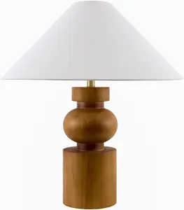 Orange Modern Table Lamp with linen details for bedside or console tables