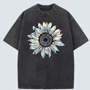 Pastel Tie-Dye Sunflower Washed Cotton T-Shirt