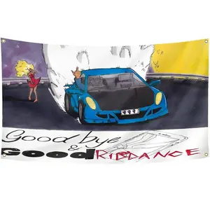 Juic 3x5Ft Flag Tapestry Hip Hop Rapper Goodbye and Good Riddance for Wall Hanging College Dorm Decoration Indoor Home Bedroom Banner