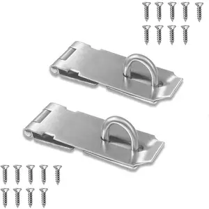 Door Locks Hasp Latch, 5 Inch Stainless Steel Safety Packlock Clasp Hasp Lock Latch, Extra Thick Gate Lock Hasp with Screws Brushed Finish 2 Pack (5inch)