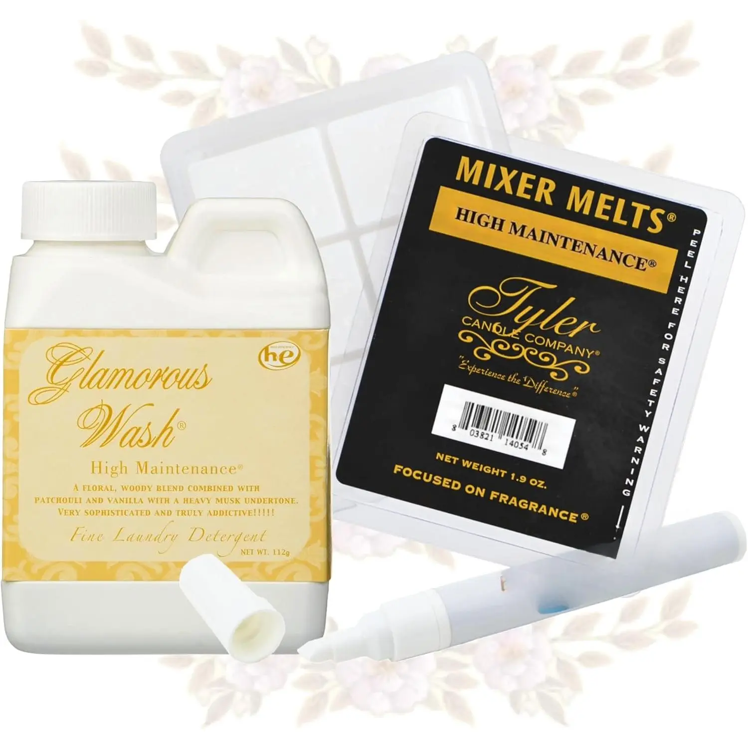 Tyler Diva Glamorous Wash Laundry Detergent (4 oz.) Bundle with Tyler Diva Mixer Melts and  Stain Remover Pen -  Diva Gift Pack Scented Bundle -   Laundry Detergent