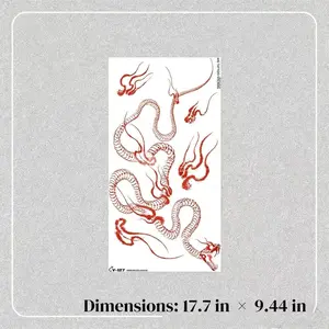 BAGHPBM Temporary Tattoos, Large Size Dark-Style Snake Shape Skeletal Art with Unique Flames, Waterproof Tattoo Stickers for Men and Women