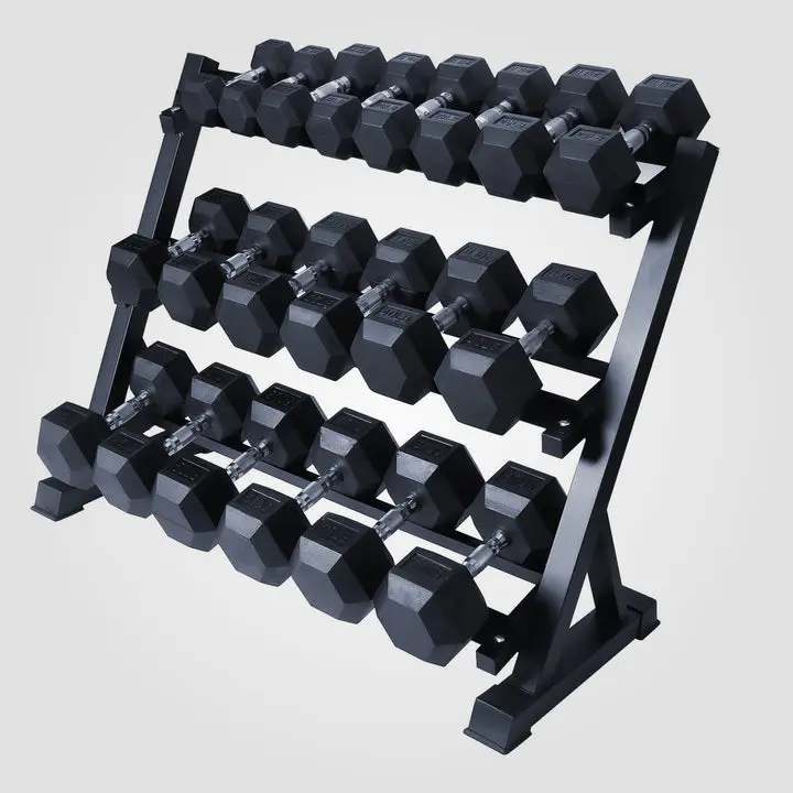 RitFit Rubber Hex Dumbbell Set with Rack, Dumbbell Hand Weight, Home Gym Equipment, Exercise Workout Tool, Weightlifting Gear for Home Training, Exercise Workout Equipment
