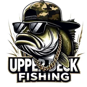 Upper Deck Fishing Water Proof Boat & Truck Decals with Camo Hat and Sunglasses Design 4” x 4”