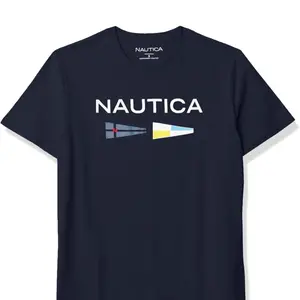Nautica Men's T-Shirt in Navy Blue with Classic Logo Design