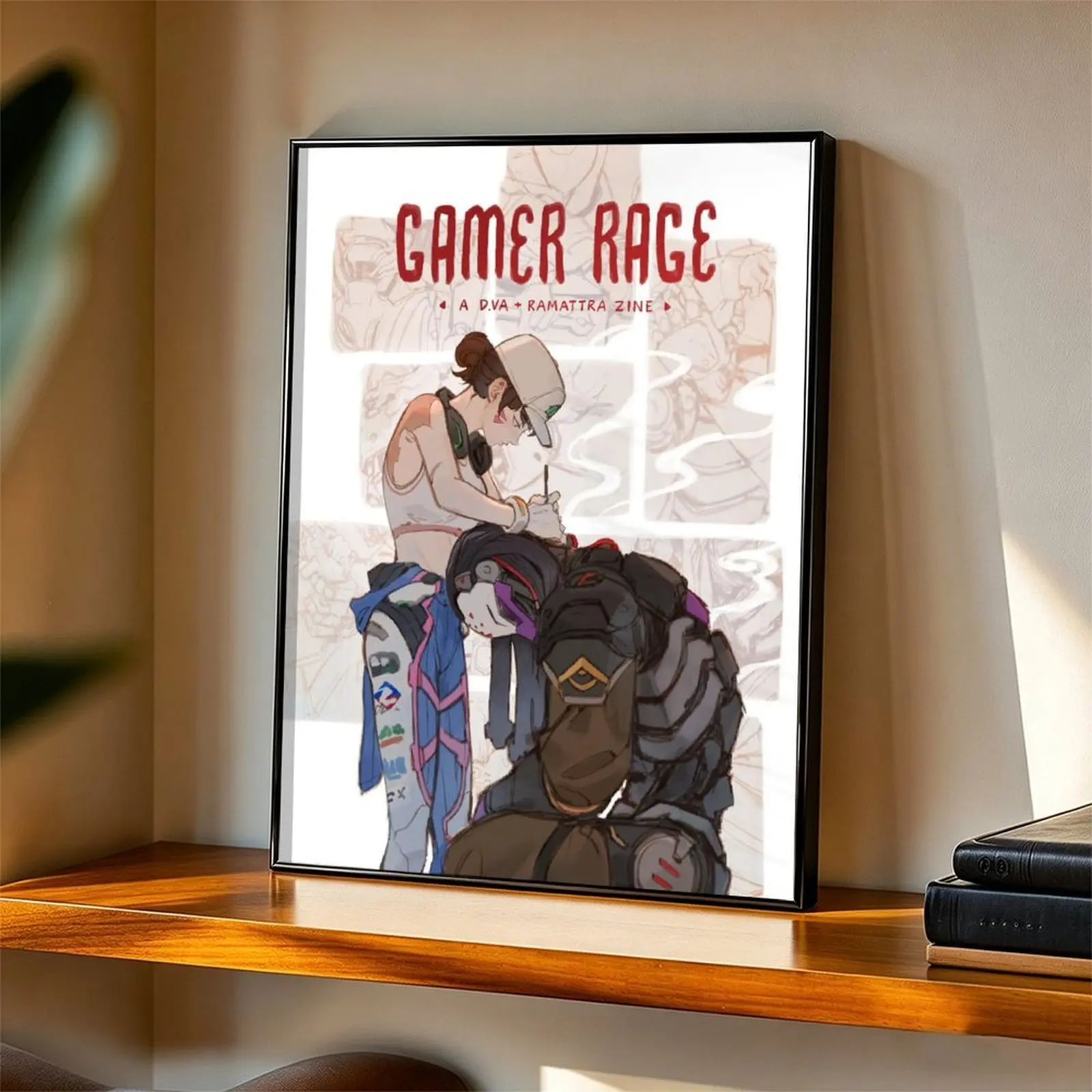 Overwatch Gamer Rage Canvas Wall Art Dva Ramattra Game Character Poster Gaming Room Decor Video Game Art Print Boys Teens Bedroom Wall Decor
