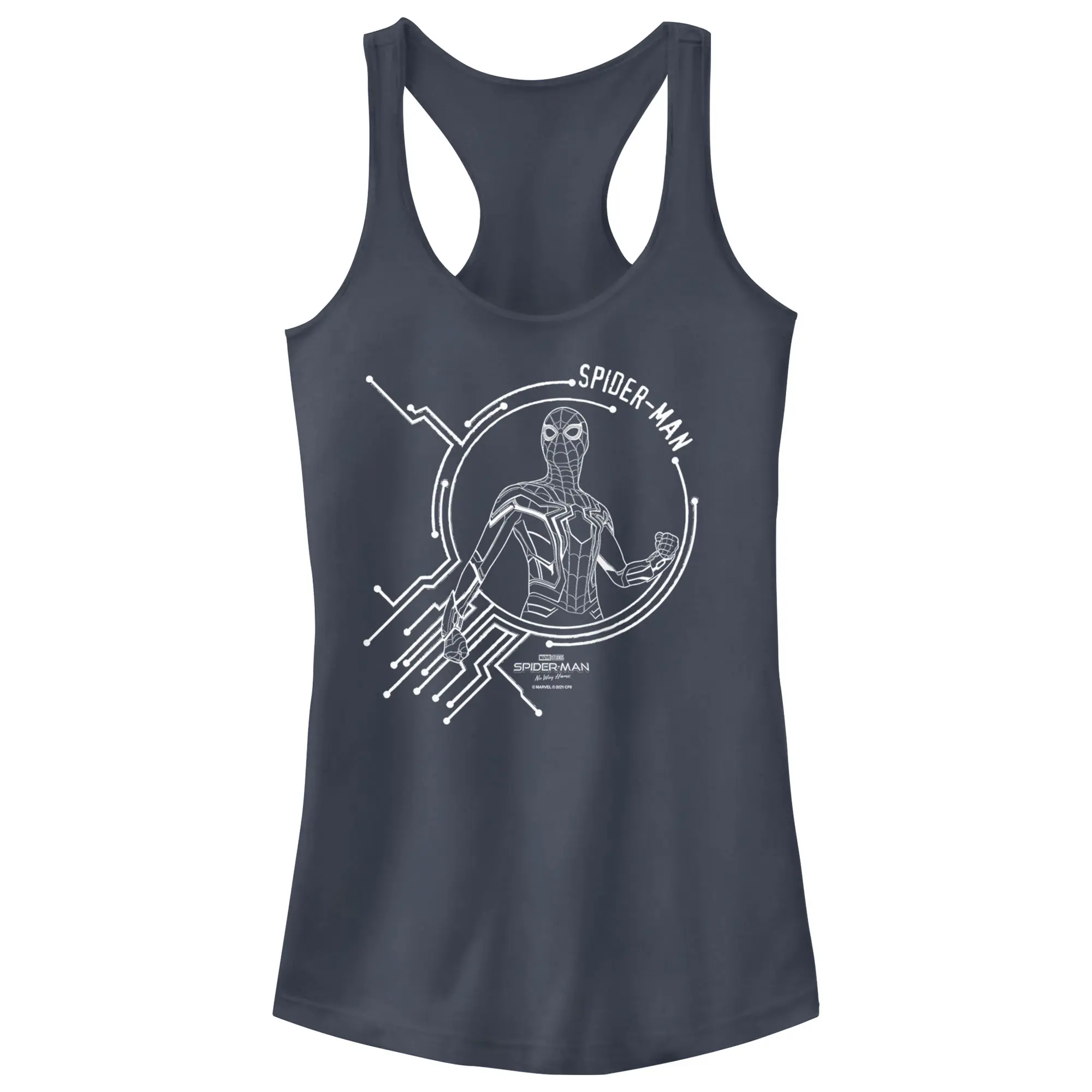 Juniors Womens Marvel Spider-Man: No Way Home Tech Racerback Tank Top