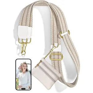 Crossbody Phone Strap with Wallet, Clip and Go Strap for Phone with Wallet, Adjustable Crossbody Cell Belt with Zippered Pouch,   Cell Lanyard for Women, Minimalist Textures