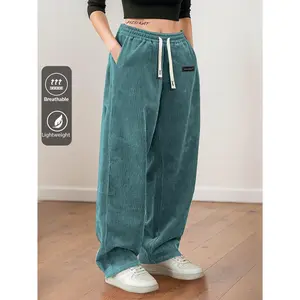 Women'S Corduroy Pants for Spring And Autumn, Featuring a Lightweight Design with an Elastic Waistband And Drawstring, Perfect for Casual Outings And Dates