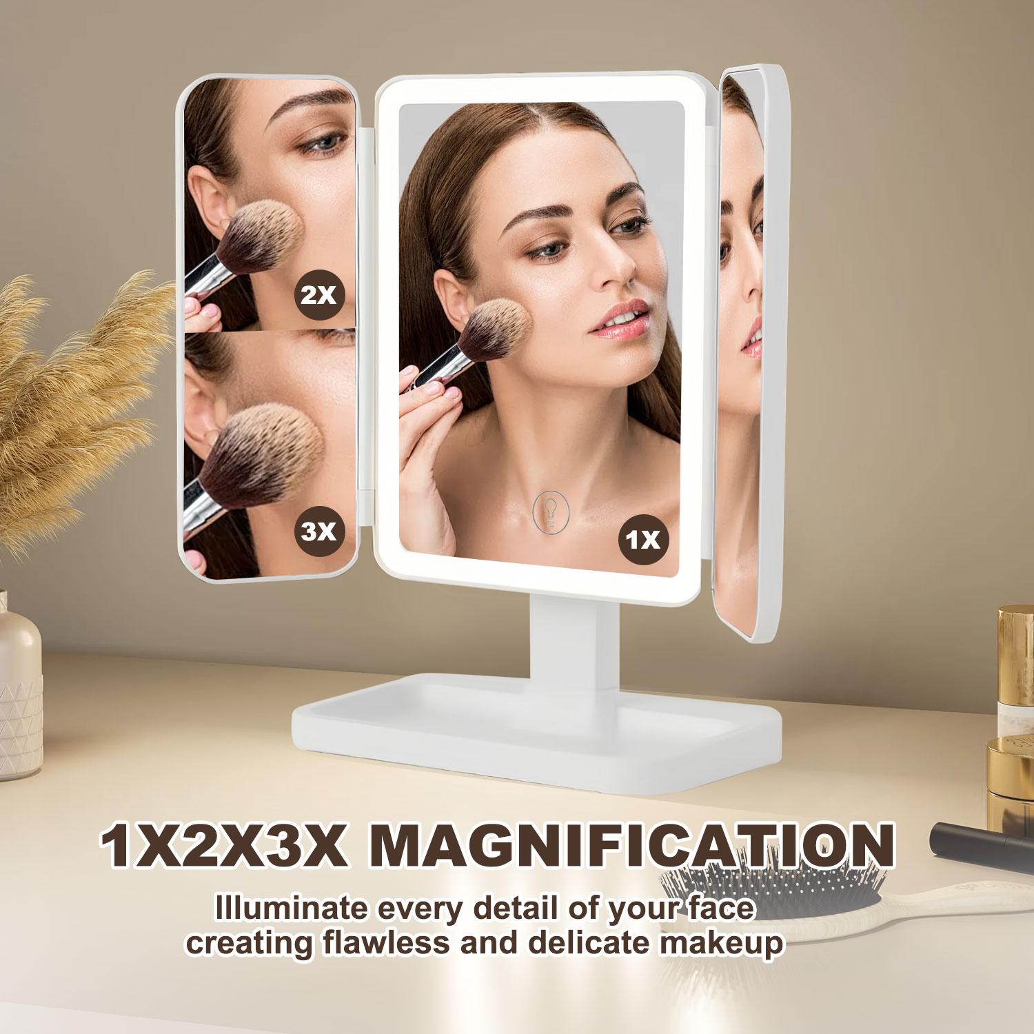 LED Makeup Mirror with Adjustable Brightness & 3 Color Modes – Portable Vanity Mirror for Daily Beauty