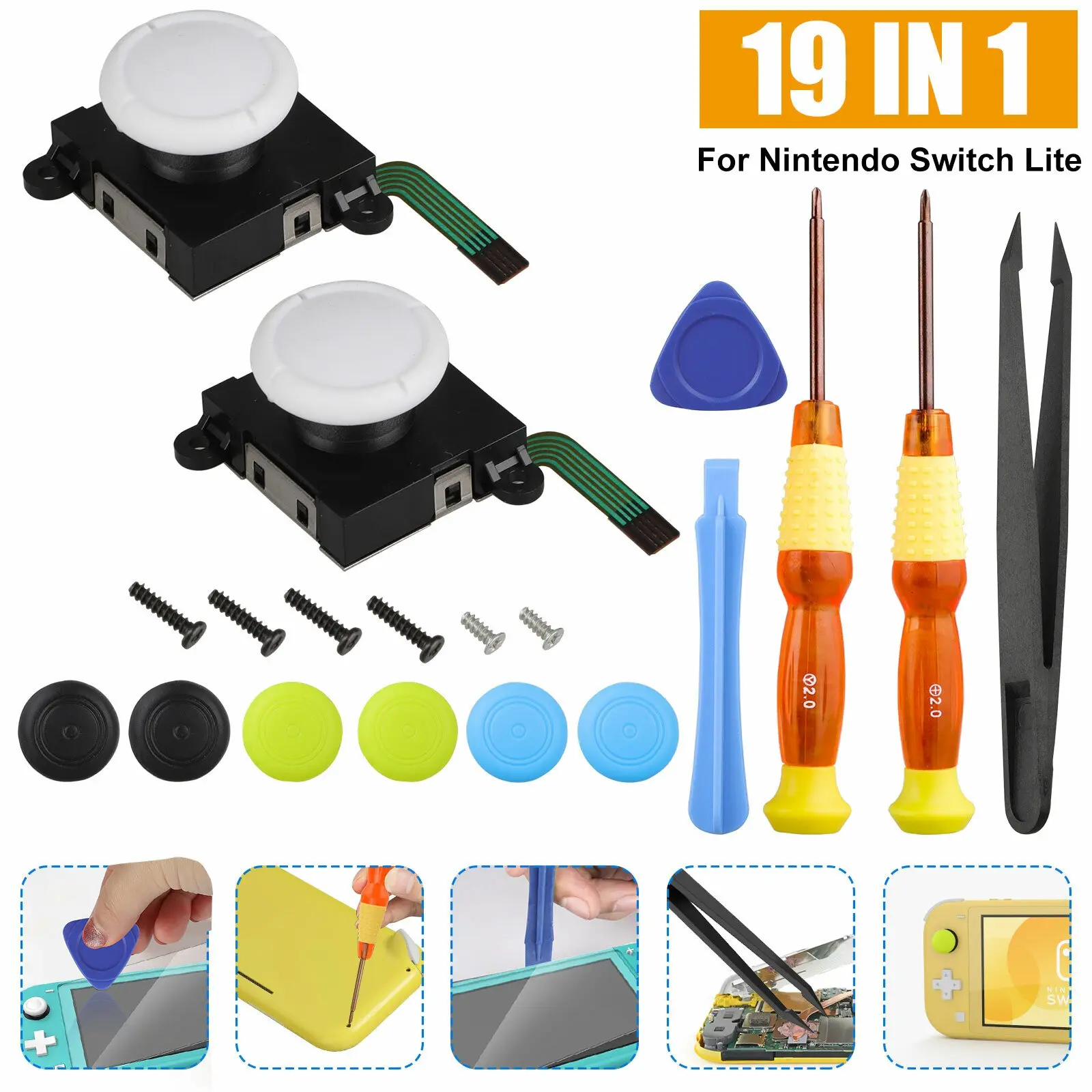 19in1 3D Analog Joystick Replacement For Nintendo Switch Lite Repair Tool Kit