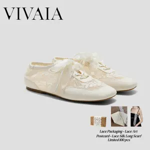 VIVAIA Women's Satin Square-Toe Ballet Sneakerina Sneakers, Adjustable Lace-Up Ballet Flats with 2 Laces,Wide Toe Box,Suede-Like Integrated Insole Machine Washable, Lightweight, Wedding flats, Wedding shoes Wide Feet Friendly Ballet Sneakers(Cristina)