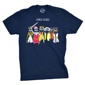 Mens Noble Gases Science T Shirt Funny Periodic Table Nerdy Graphic Tee Geeks Mens Funny T Shirts Cool Vintage Fashion T-Shirt Gift Classic Menswear Science Apparel for Men Funny Nerd Short Sleeve Novelty Tees Navy