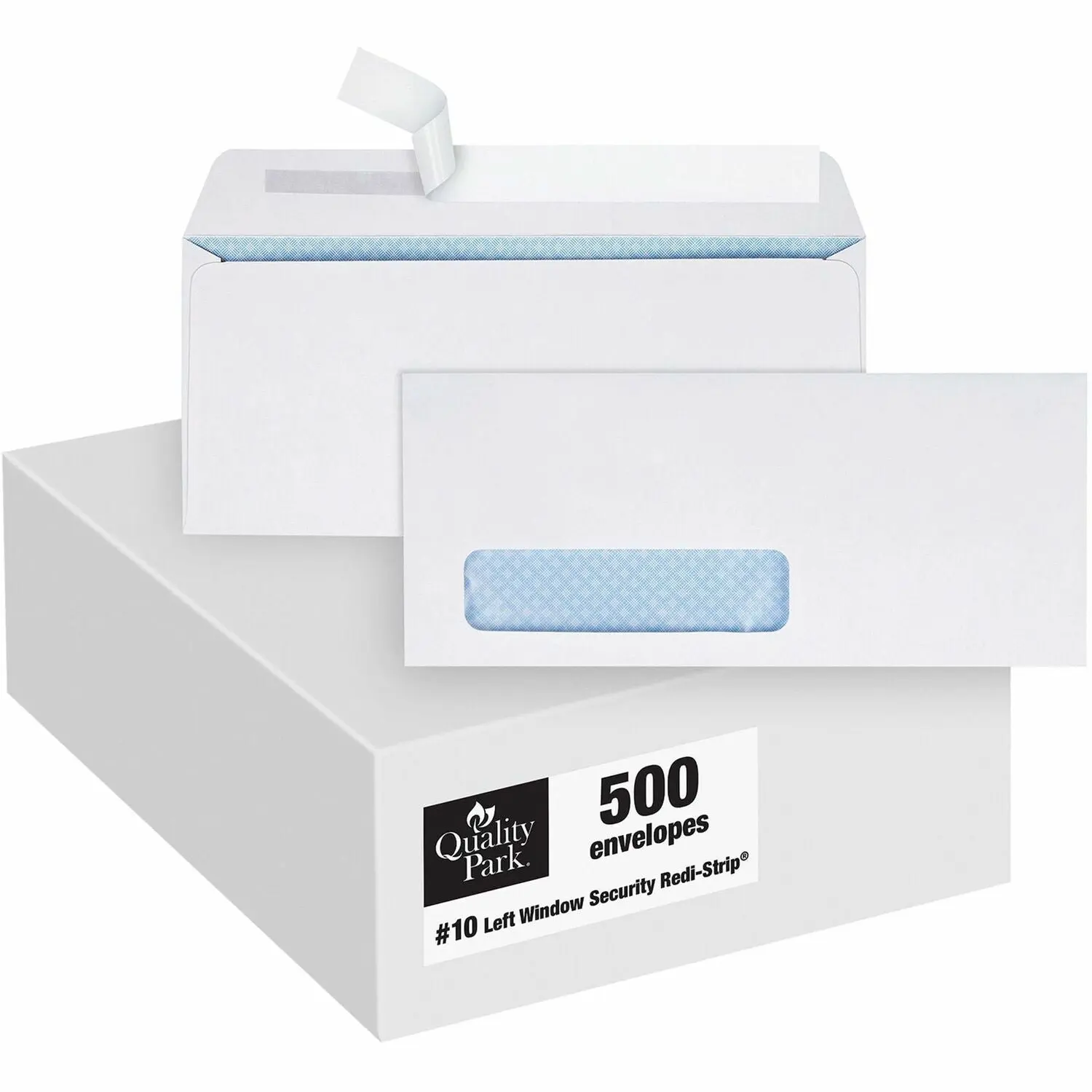 Quality Park Products Quality Park No. 10 Window Security Tinted Envelopes with a Self-Seal Closure, White, 500 / Box, QUA69222
